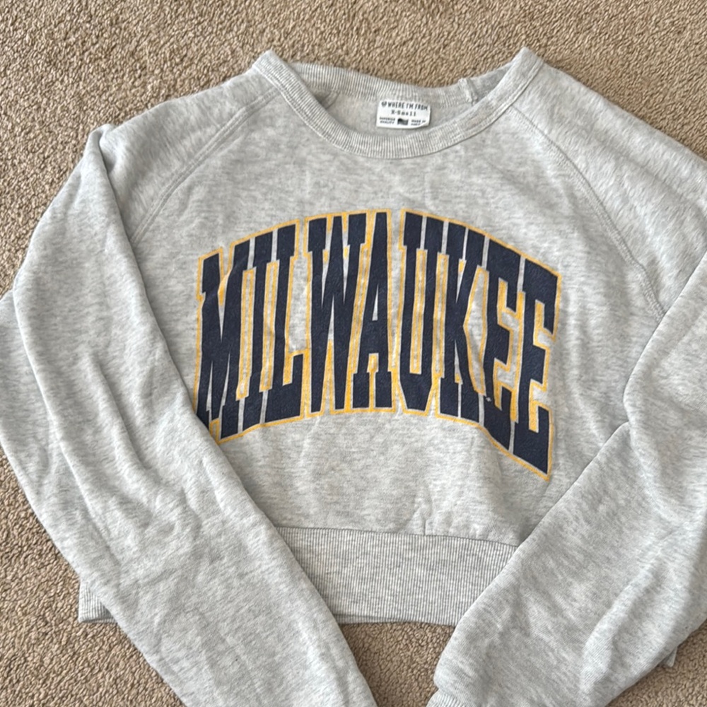 Milwaukee Cropped Gray Sweater